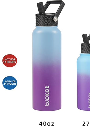 BJPKPK Insulated Water Bottles with Straw Lid, 27oz Stainless Steel Water Bottle with 3 Lids, Leak Proof BPA Free Metal Thermo, Mugs, Tumblers, Keep Cold Hot -Ocean Dream