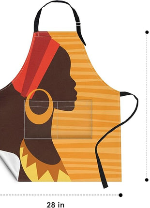 Britimes Apron Home Kitchen Cooking Baking Gardening for Women Men With Pockets African American Woman Girl Folk 32x28 inch