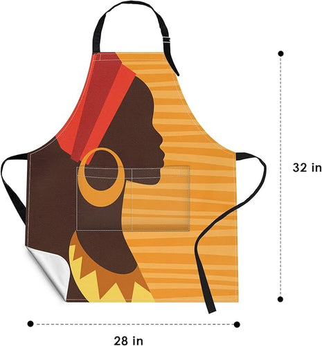 Britimes Apron Home Kitchen Cooking Baking Gardening for Women Men With Pockets African American Woman Girl Folk 32x28 inch