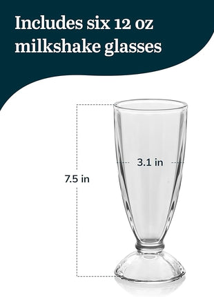 Libbey 6-Piece Fountain Shoppe Classic Ice Cream Soda Glass, 12-Ounce, Clear