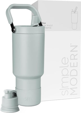 Simple Modern Trek Pivot | 30oz Flip Straw Tumbler with Handle | Water Bottle & Boot | Interchangeable Straw & Chug Lids | Insulated Stainless Steel Jug | Gym Sports Outdoors | Sea Glass Sage