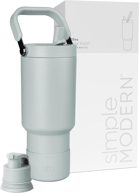 Simple Modern Trek Pivot | 30oz Flip Straw Tumbler with Handle | Water Bottle & Boot | Interchangeable Straw & Chug Lids | Insulated Stainless Steel Jug | Gym Sports Outdoors | Sea Glass Sage