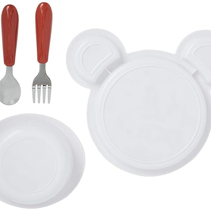 The First Years Disney Mickey Mouse Dinnerware Set - Toddler Plates and Toddler Utensils- 4 Count
