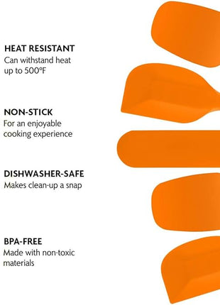 OVENTE Silicone Spatula Set of 5, Food Grade Rubber Spatula with High Heat Resistant, BPA-Free and Dishwasher Safe, Nonstick Kitchen Utensils for Baking, Cooking and Mixing, Orange SP12305O
