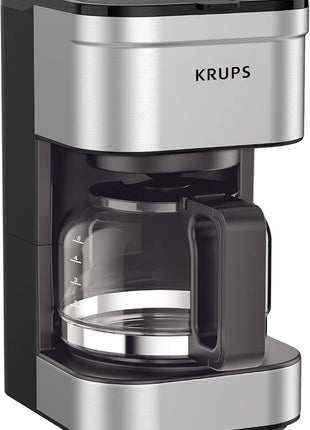 KRUPS Simply Brew Compact 5 Cup Coffee Maker: Stainless Steel Design, Pause & Brew, Keep Warm, Reusable Filter, Drip-Free Carafe
