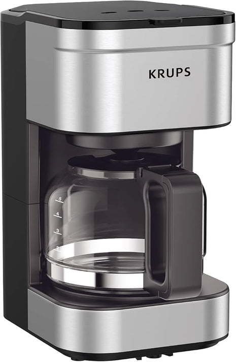 KRUPS Simply Brew Compact 5 Cup Coffee Maker: Stainless Steel Design, Pause & Brew, Keep Warm, Reusable Filter, Drip-Free Carafe