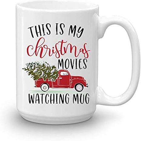 BLUE RIBBON Christmas Gifts Coffee Mug,This is My Christmas Movies Watching Mug, Funny Coffee Mug from Daughter, Wife and Son – Mug in Decorative Christmas Gift Box (15 oz)