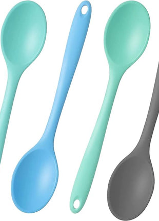 4 Pieces Small Silicone Nonstick Mixing Spoons, High Heat Resistant,Cooking Baking Spoons Set, Cooking Spoon for Mixing, Baking, Stirring, Turning, Scraping for Kitchen