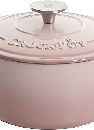 Crock-Pot Artisan Round Enameled Cast Iron Dutch Oven, 5-Quart, Blush Pink