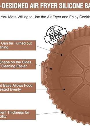 Air Fryer Silicone Liners for Ninja Air Fryer AF101 4 QT AF150 AF161 5.5 QT MAX XL, for COSORI/Gourmia/PowerXL/InstantPot/Philips 4QT and Most 3 to 5 QT Airfryers, Better than Parchment Paper Liners