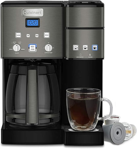 Cuisinart Coffee Maker,12 Cup with 3 Single-Size Brewers, 6, 8, 12 oz, Black/Stainless Steel, SS-15BKSP1