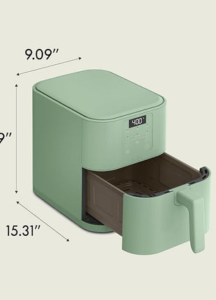 bella 6 Qt Slim Air Fryer, Fits-anywhere™ Kitchenware, EverGood™ Ceramic Nonstick Coating, Adjustable Temperature, 6 Preset Cooking Options, 60 Min Auto Shutoff w Audible Tone, 5lb Capacity, Seaglass