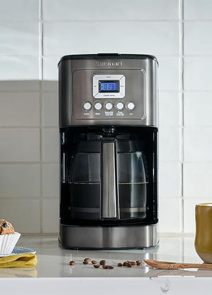 Cuisinart 14-Cup Coffee Maker, Programmable PerfecTemp Glass Carafe Coffee Machine with 1-4 Cup Setting, Brew Strength Control and Brew Pause, Stainless Steel, DCC-3200BKSNAS, Black