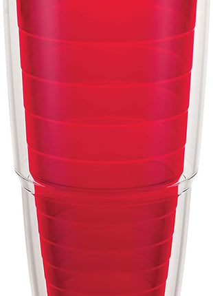 Tervis Clear & Colorful Tabletop Made in USA Double Walled Insulated Tumbler Travel Cup Keeps Drinks Cold & Hot, 24oz, Red