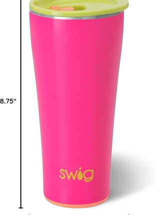 Swig Life 32oz Insulated Tumbler, Travel Coffee Tumbler with Lid, Cup Holder Friendly Travel Coffee Mug, Stainless Steel with Lid (Tutti Frutti)