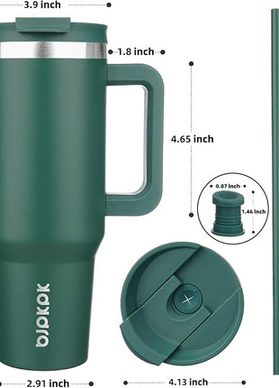 BJPKPK 40 oz Stainless Steel Tumbler With Handle Insulated Tumblers With 2 Straw Travel Coffee Mug With Lid,Army Green