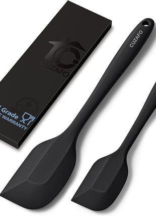 Heat Resistant 600℉ Silicone Spatula, BPA Free Mixing Spatulas set Dishwasher Safe for Nonstick Cookware, Black