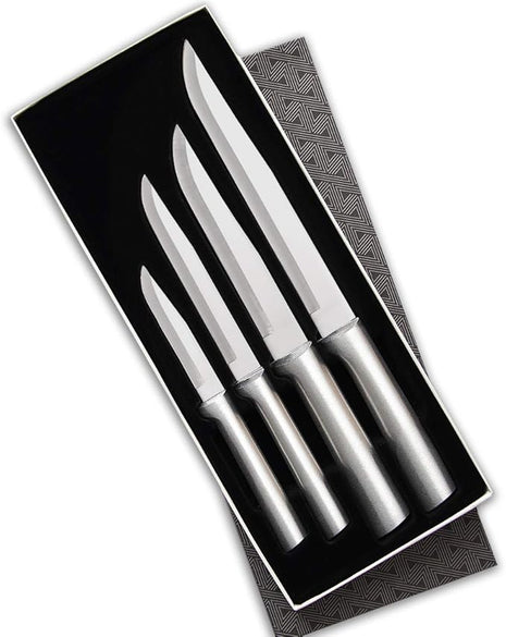 Rada Cutlery 4-Piece Wedding Register Knife Gift Set (S04), Stainless Steel Hollow Ground Blades, Made in USA, Silver Handles