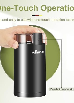 Wancle Electric Coffee Grinder, Spice Grinder, One Touch Coffee Mill for Beans, Spices and More, with Clean Brush Black