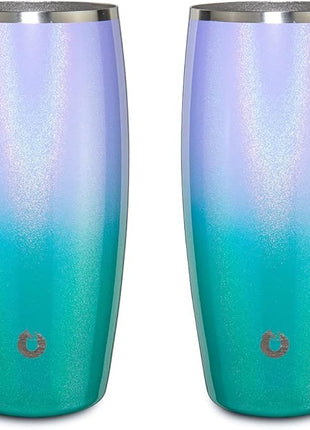 SNOWFOX Premium Vacuum Insulated Stainless Steel Beer Glass, Home Bar Accessories, Elegant Bartending, Lightweight Pint Glasses, Sleek Drinkware, Frosty Beverages Stay Cold, 18oz, Set of 2, Mermaid