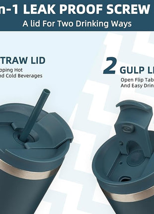 BJPKPK 18oz Stainless Steel Insulated Tumbler With lid And Straw Travel Coffee Thermal Tumblers Cup For Women And Men,Navy Blue