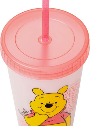 Silver Buffalo Disney Winnie the Pooh 4 Count Color Changing Plastic Tumblers Featuring Eeyore, Winnie the Pooh, Tigger, and Piglet, 24 Ounces (Pack of 12)