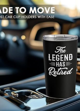 SANDJEST Retirement Gifts for Coworker, Colleagues - The Legend Has Retired Tumbler - Birthday, Christmas, Happy Retirement Gifts - 20oz Stainless Steel Insulated Coffee Travel Mug Gift for Men, Women