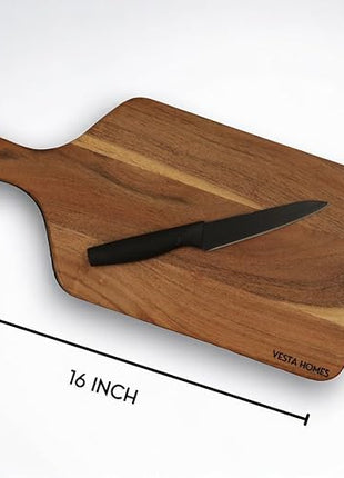 Vesta Homes Wooden Cutting Board for Kitchen/Chopping/Serving Board, Platter for Vegetables, Cheese and Charcuterie | Acacia Wood |16 * 7 Inches | Handmade in India