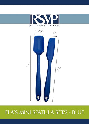 RSVP International Ela's Favorite Silicone Spatula, Blue, 8" | BPA-Free Silicone | Scrape Batters, Flip Eggs, Ice Cakes, & More | Dishwasher Safe & Heat Resistant | Cooking, Baking & More