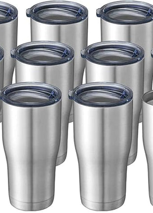 HASLE OUTFITTERS 20 oz Tumbler Bulk, Stainless Steel Tumblers with Lid, Vacuum Insulated Tumbler, Double Wall Tumbler Cup, coffee mugs, Stainless Steel, 12 Pack