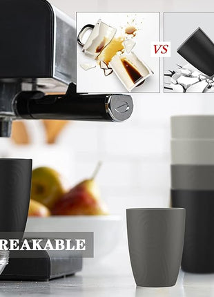 Homienly Wheat Straw Stackable Water Tumblers 6 PCS Cups Alternative to Plastic Cups Unbreakable Drinking Cup Reusable Dishwasher Safe Water Glasses Dishwasher and Microwave Safe(12 OZ Grey Stone)