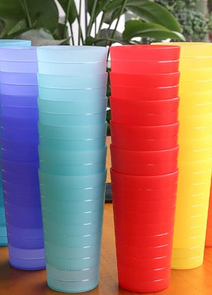 AOYITE Reusable Plastic Cups 22 oz - Unbreakable Hard Kids Cups - BPA Free Dishwasher Safe Drinking Cup set of 12 - Stackable Water Tumblers for Kitchen Camping Party Outdoor
