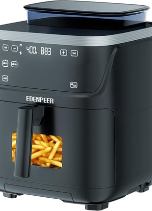 12-IN-1 Large Air Fryer, Non Toxic Steam Air Fryers with Superior Airflow, Self-Cleaning Smart Digital Air Fryer, Air Fry, Roast, Reheat, Dehydrate, Air Crisp Technology with 420F, 7.5 QT
