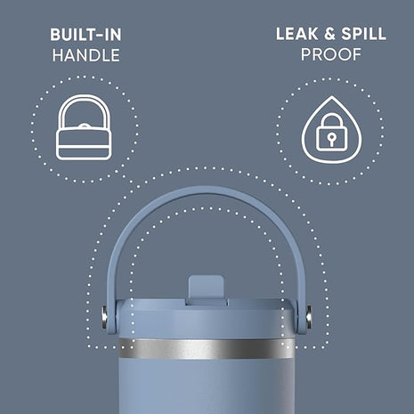 Hydrapeak Nomad 32 oz Tumbler with Handle and Straw Lid, Leakproof, Double Insulated, 32oz Cup Stainless Steel (Modern Blue)