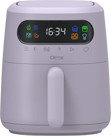 CRUX x Marshmello 3.0 QT Digital Air Fryer with TurboCrisp Technology, Touch Screen Temperature Control, Timer and Auto Shut-off, Fully Programmable, Silicone Cupcake Molds Included, Lavender