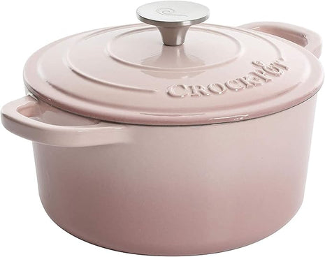 Crock-Pot Artisan Round Enameled Cast Iron Dutch Oven, 5-Quart, Blush Pink