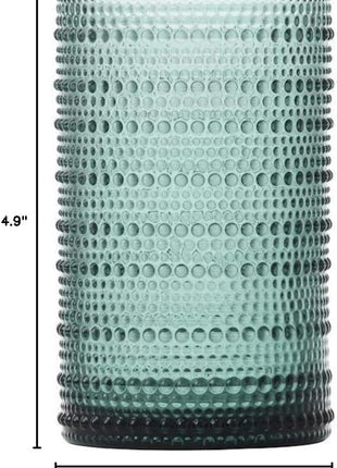 Fortessa Jupiter Beaded Hobnail Glass, 13 Ounce Iced Beverage (Set of 6), Sage Green