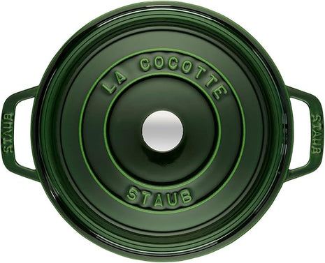 STAUB Cast Iron Roaster/Cocotte, Round, 24 cm, 3.8 L, Basil/Green