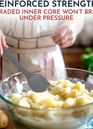 4-Piece Grey Baking Spatula Set - Holiday Baking Essentials, Rubber Spatulas Silicone Heat Resistant, BPA-Free - Spatula Set for Nonstick Cookware - Silicone Baking Utensils