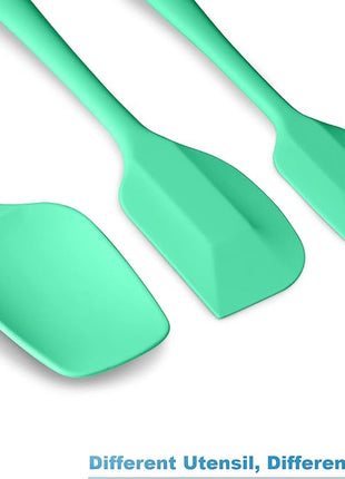 Silicone Spatula 3-piece Set, Ergonomic Handle High Heat-Resistant Spatulas, Non-stick Rubber Spatulas with Stainless Steel Core, Macaron Green
