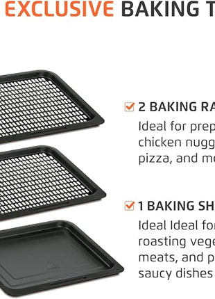 Air Fryer Oven 1800W, 12.7QT Capacity, Touchscreen Panel, Automatic Shut-Off – Black & Stainless Steel – Mondial