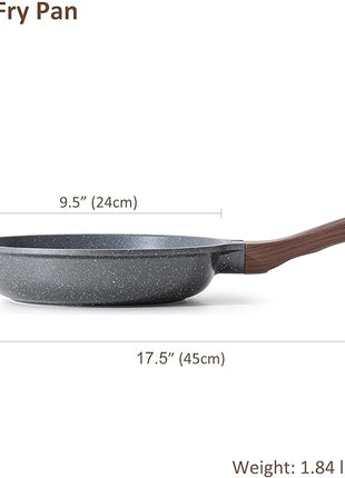 SENSARTE Nonstick Frying Pan Skillet, Swiss Granite Coating Omelette Pan, Healthy Stone Cookware Chef's Pan, PFOA Free (8/9.5/10/11/12.5 Inch) (9.5 Inch)