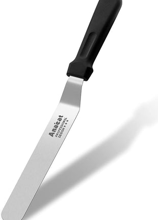 Anaeat Icing Spatula, Professional Cake Angled Offset Spatula with 8" Stainless Steel Blade - Thickened Frosting Knife with Durable Plastic Handle for Cake Decorating, Pastry & Baking