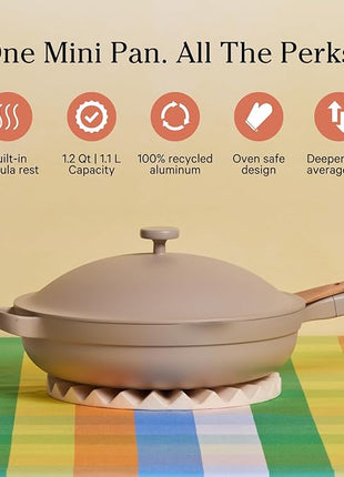 Our Place Mini Always Pan 2.0-8.5” (1.2 Qt) Nonstick, Toxin-Free Ceramic Cookware | Patented 10-in-1 Aluminum Frying & Sauté Pan | Safe for Oven, Induction & All Cooktops up to 450°F | Steam