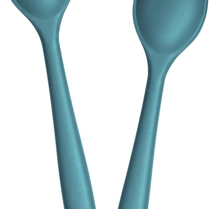 E-far Silicone Cooking Spoon Set of 2, Heat Resistant Kitchen Spoons Utensils Nonstick Mixing Spoon for Baking Stirring Serving, Non-Toxic & Dishwasher Safe (Blue)