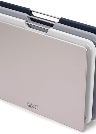 Joseph Joseph Nest 3 Piece Color Coded Cutting Board Set With Storage Stand, Regular - Grey/Blue