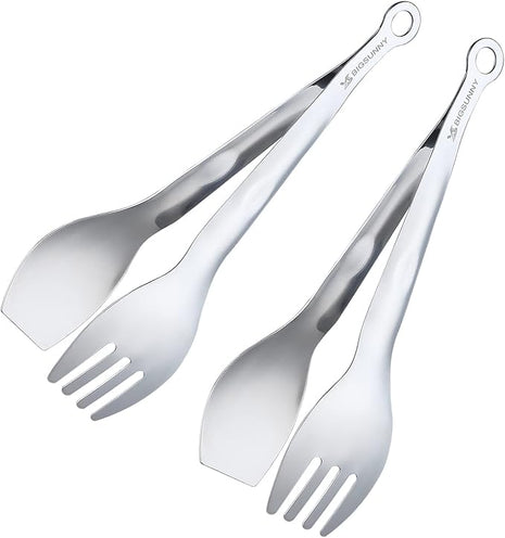 MSY BIGSUNNY 9 Inch Serving Tongs, Stainless Steel Metal Tongs for Cooking, Barbecue, Grilling, Buffet - Set of 2, Silver