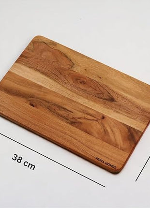 Vesta Homes Wooden Cutting Board for Kitchen/Chopping, Serving Board, Platter for Vegetables, Fruits, Cheese and Charcuterie | Natural Acacia Wood |15 * 10 Inches | Handcrafted in India
