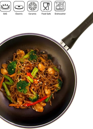 TECHEF - Art Pan Collection Wok/Stir-Fry Pan, Coated 5 times with Teflon Select Non-Stick Coating (PFOA Free) - Made in Korea (12 IN with Lid)