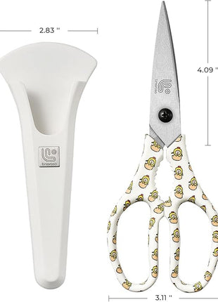 Linoroso Kitchen Scissors Heavy Duty Kitchen Shears with Magnetic Holder Made with Japanese Steel 4034, Multipurpose Ultra Sharp Cooking Scissors for Meat/Vegetables/BBQ/Herbs/Pizza (Graphic,Chick)